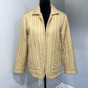 Spiegel size 12 quilted silk shell jacket tan color bohemian style